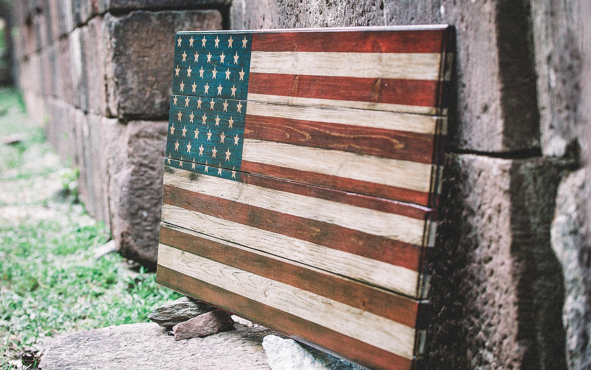 Vetcrafted Wooden American Flags