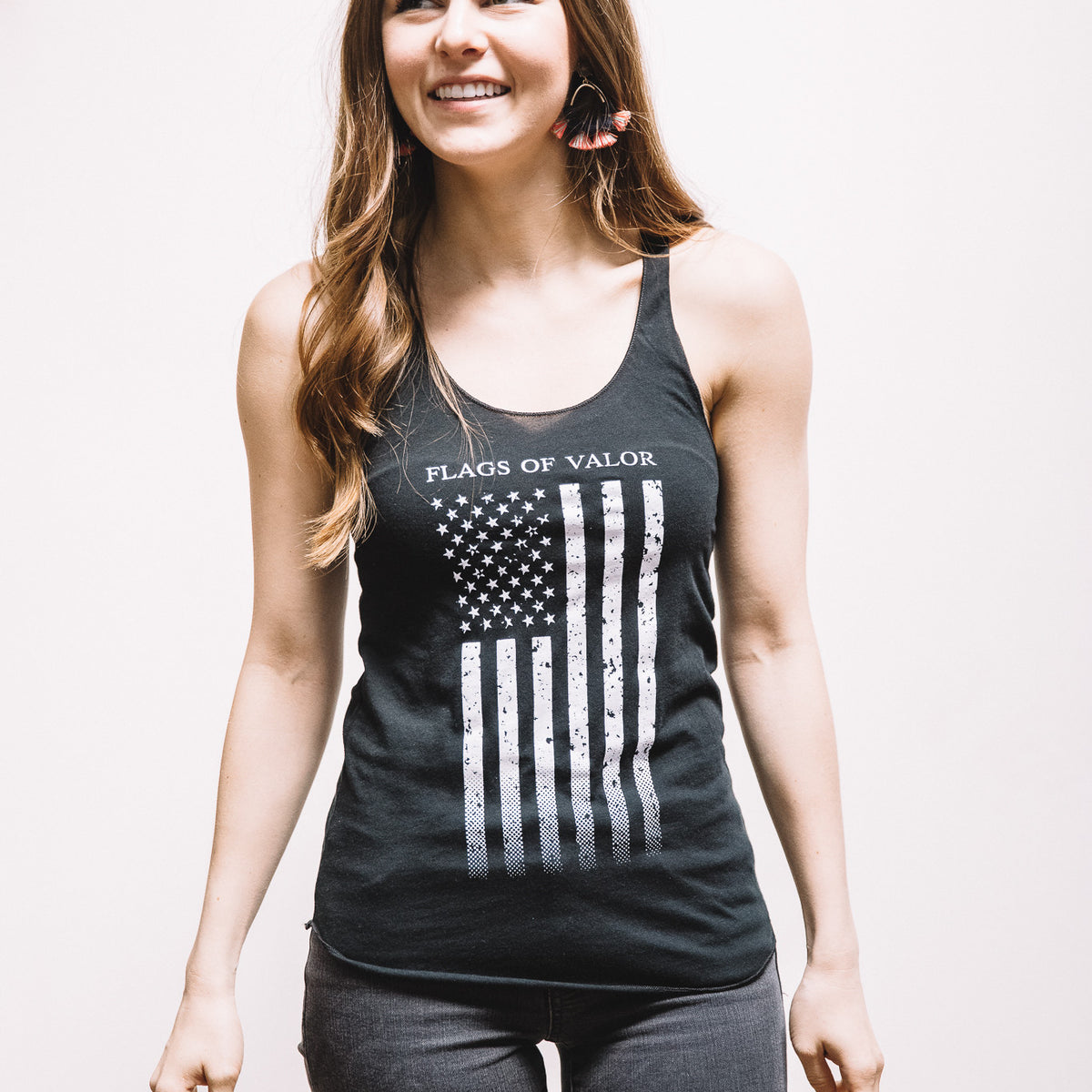 Gray American Flag Tank Top With Bow Detail  American flag tank top,  American shirts, Tank top fashion