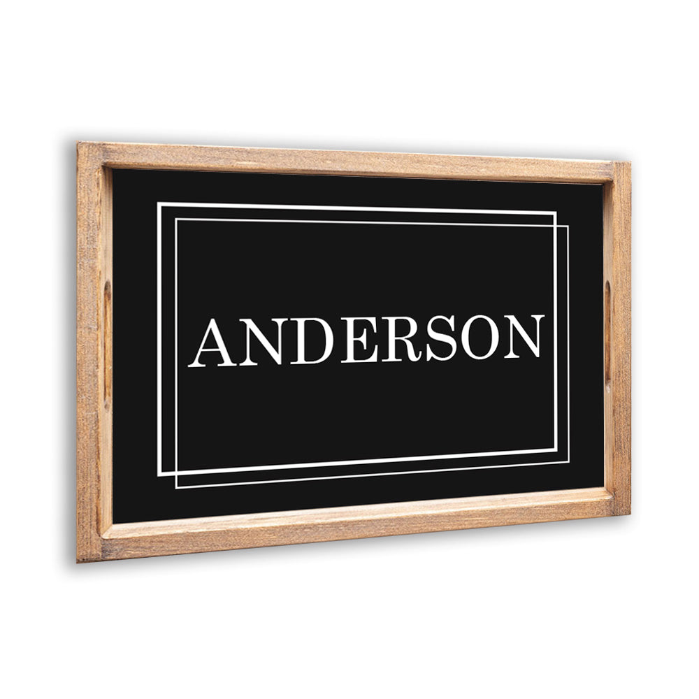 Personalized Black Wooden Serving Tray