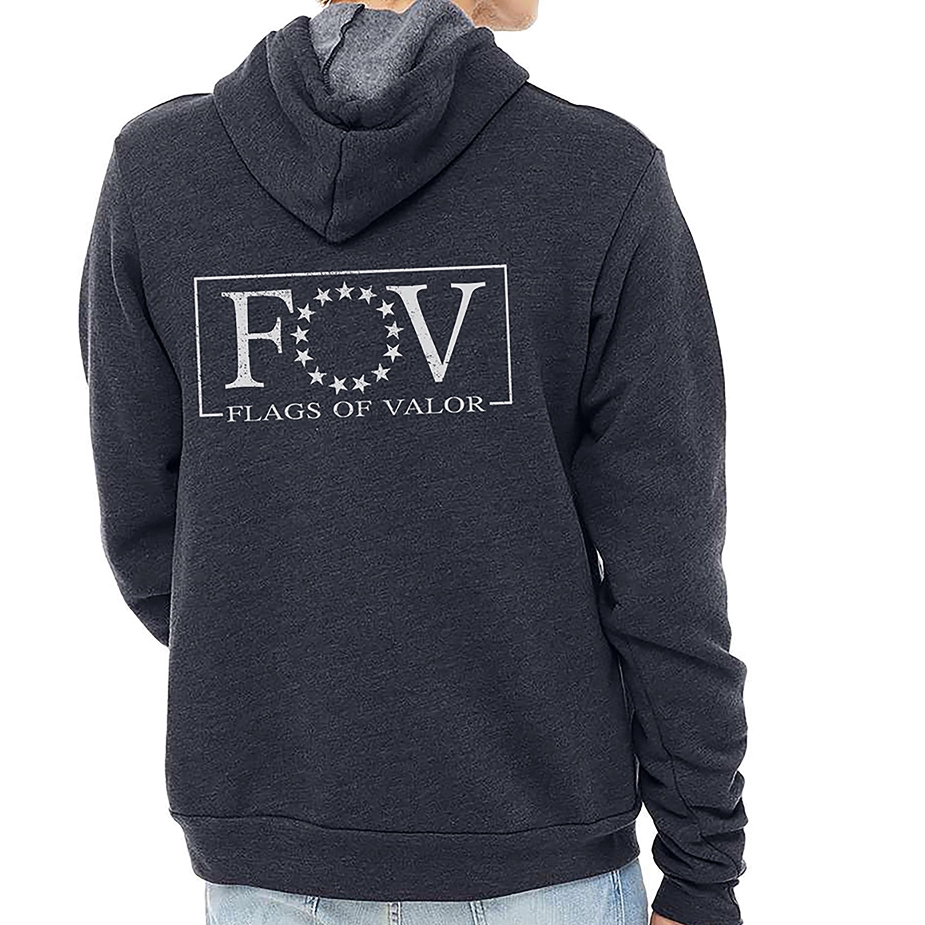 FOV Flag Hoodie Heather Navy Back