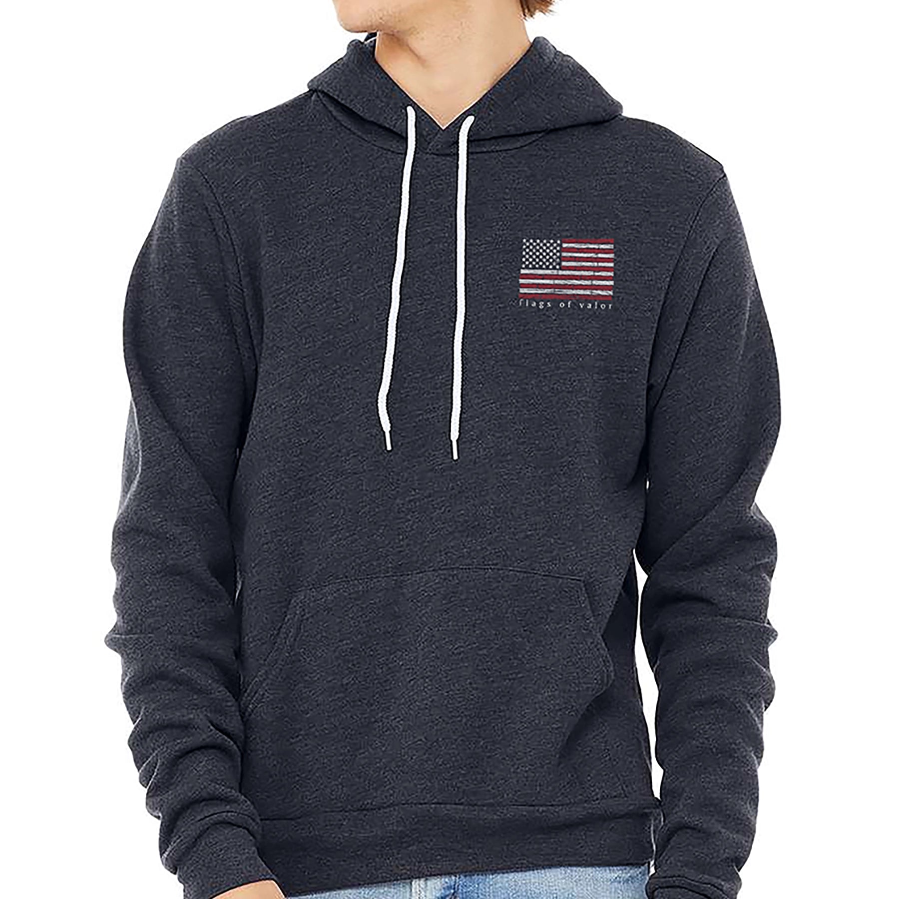 FOV Flag Hoodie Heather Navy Front