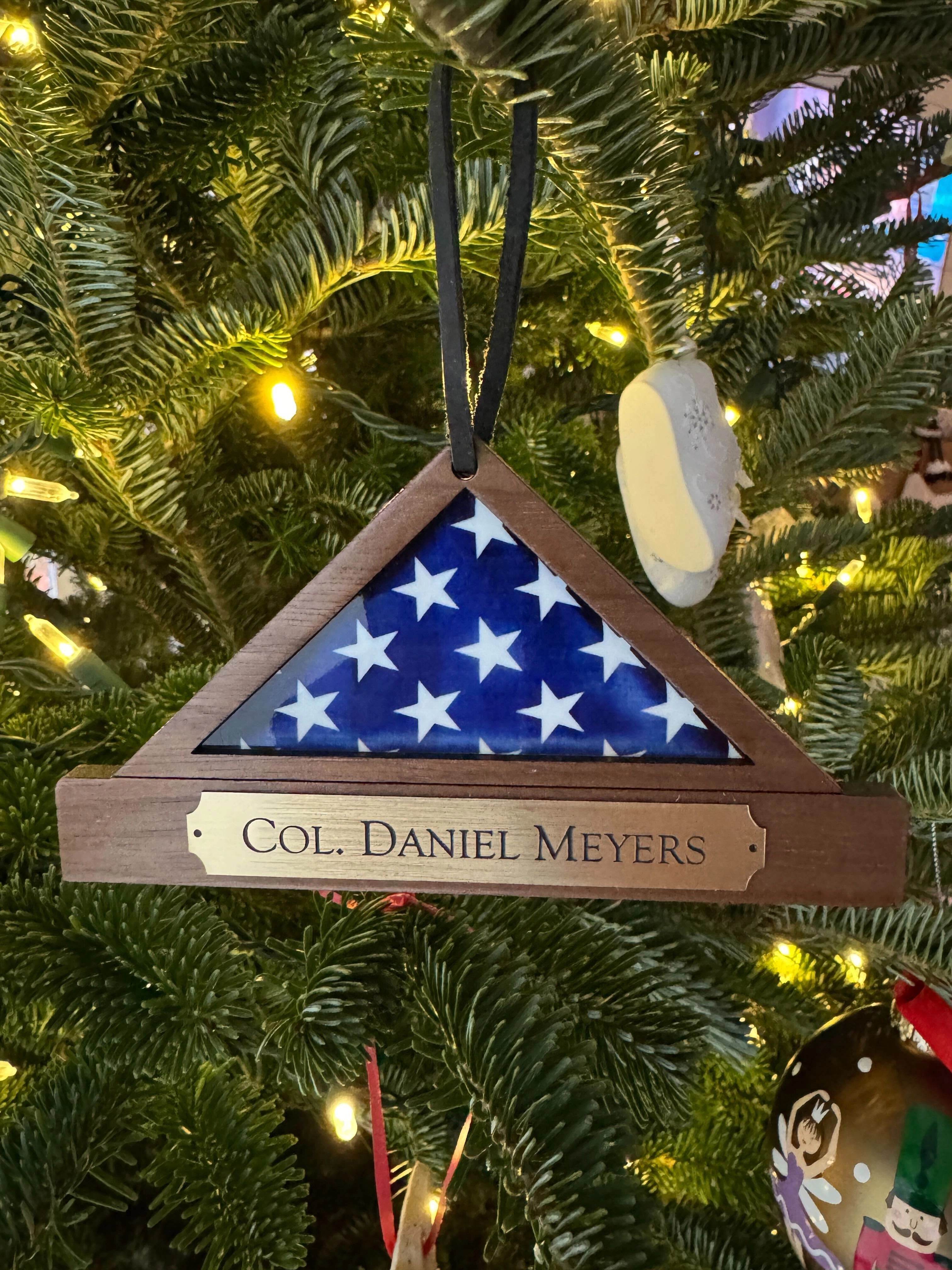 Walnut Folded Flag Ornament