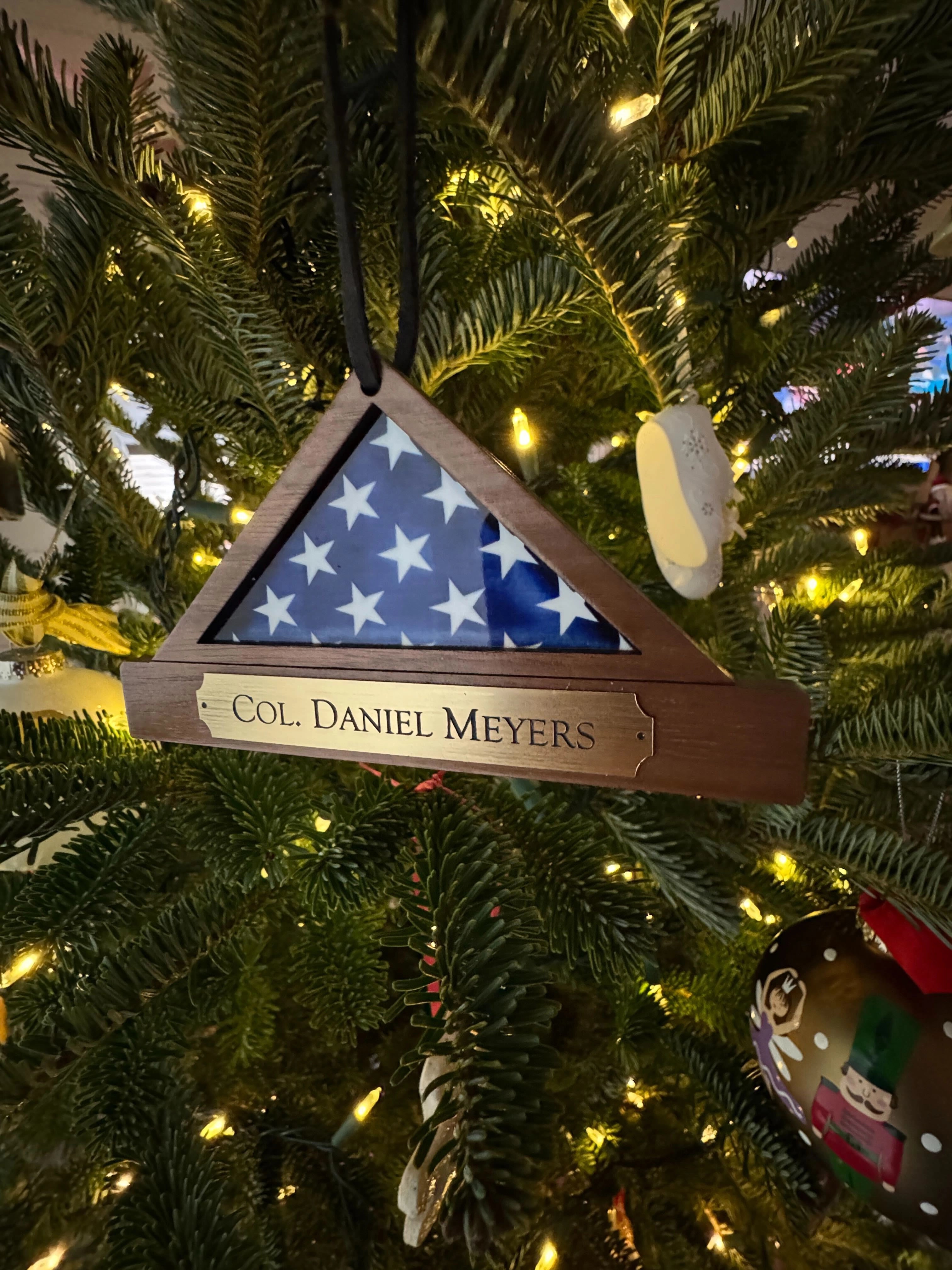 Walnut Folded Flag Ornament