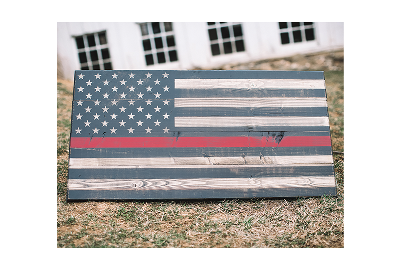Waving Wooden Thin Red Line Firefighter Flag – Rugged Cross Creations