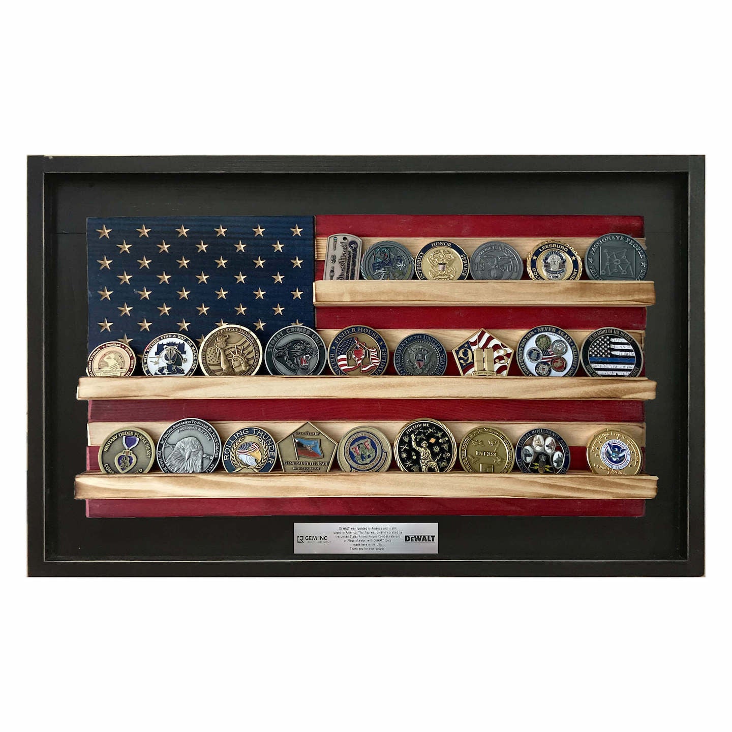 Black Wood American Flag Challenge sold Coin Display- Personalized