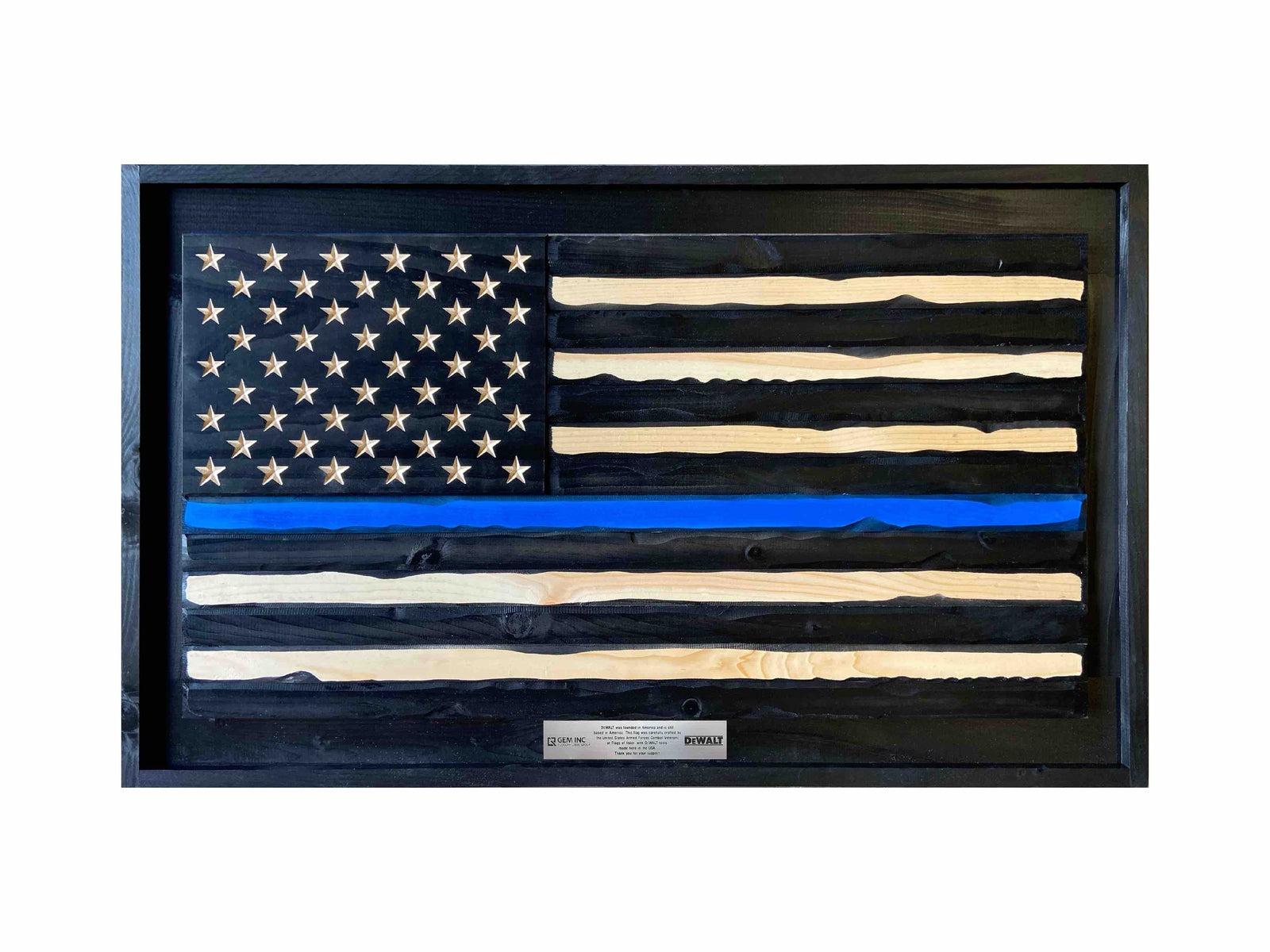 Framed Thin Blue Line Flag | Rustic Law Enforcement Flag